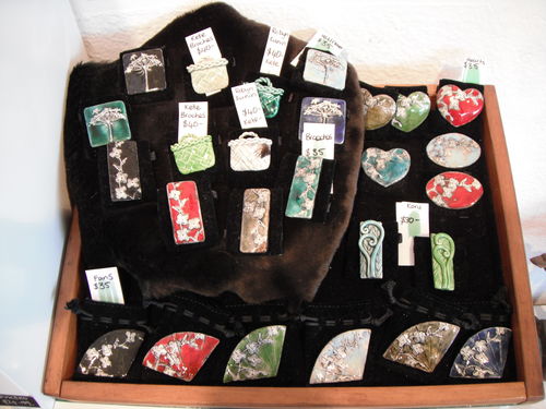 Iconic west auckland artist Robyn Kunin, all handmade pottery jewerly. Absolutely wow.