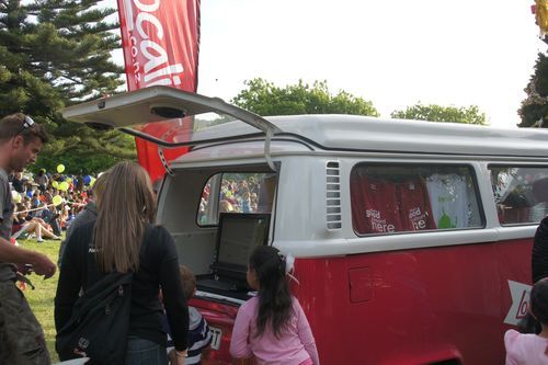 Locals enjoyed checking out Localist on the screen in the Kombi