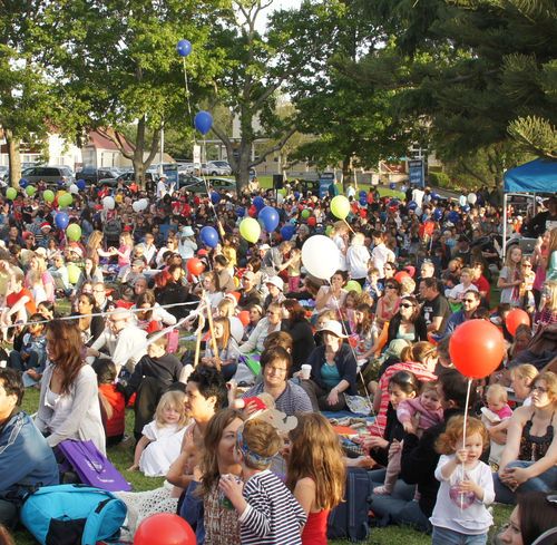 Part of the large crowd at Rocket Park