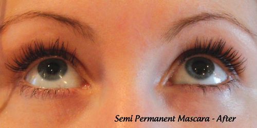 Semi-permanent mascara is beautiful, dark, well-curled and defined; whilst being water and smudgeproof for 2-3 weeks