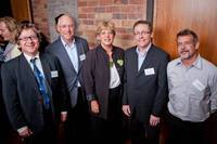 At the Youth Connections launch – left to right: Richard Llewellyn, Auckland Airport Community Trust, Sir Stephen Tindall, Tindall Foundation, Penny Hulse, Deputy Mayor, Martin Fryer, Auckland Airport Community Trust, Dave Richards, Tindall Foundatio