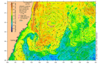 The strong currents that we will use to make quick progress across the first half of the Tasman. The bigger the arrow, the faster the current.