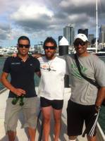 Nigel with his chiropractor from Back 4 Good in Grey Lynn, Dr Frank Pakenham and personal trainer from Seven Senses in West End Road, Matt Attui